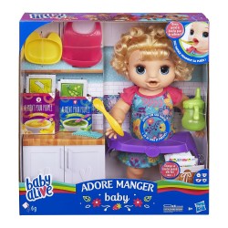 Poup e b b adore manger cheveux blonds BABY ALIVE